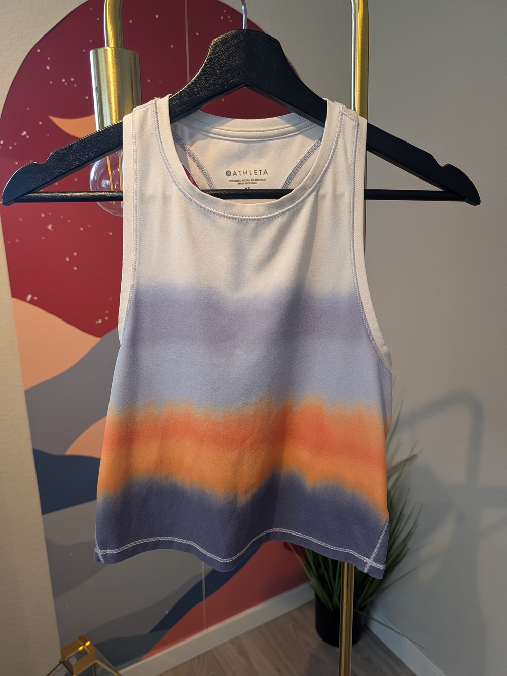 Athleta Ombre Sunset Crop Tank — Cream, Orange & Blue